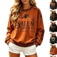 thumbnail image 1 of Halloween Women Bat Print Hooded Sweatshirt Distressed Loose Fit Long Sleeve Hoodie Comfortable Daily Tops for Holiday Costume Party Orange S, 1 of 7