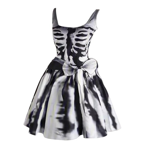 Halloween Women Dress Sleeveless A Line Swing Halloween Party Dresses for Women Maxi Summer Dress Halloween Costumes