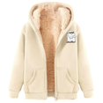 thumbnail image 1 of Halloween Women Hoodies Unisex Patterned Zip Up Sweatshirt Long Sleeve Pullover Tops With Pockets Fleece Lined Warm Apparel Beige L, 1 of 3