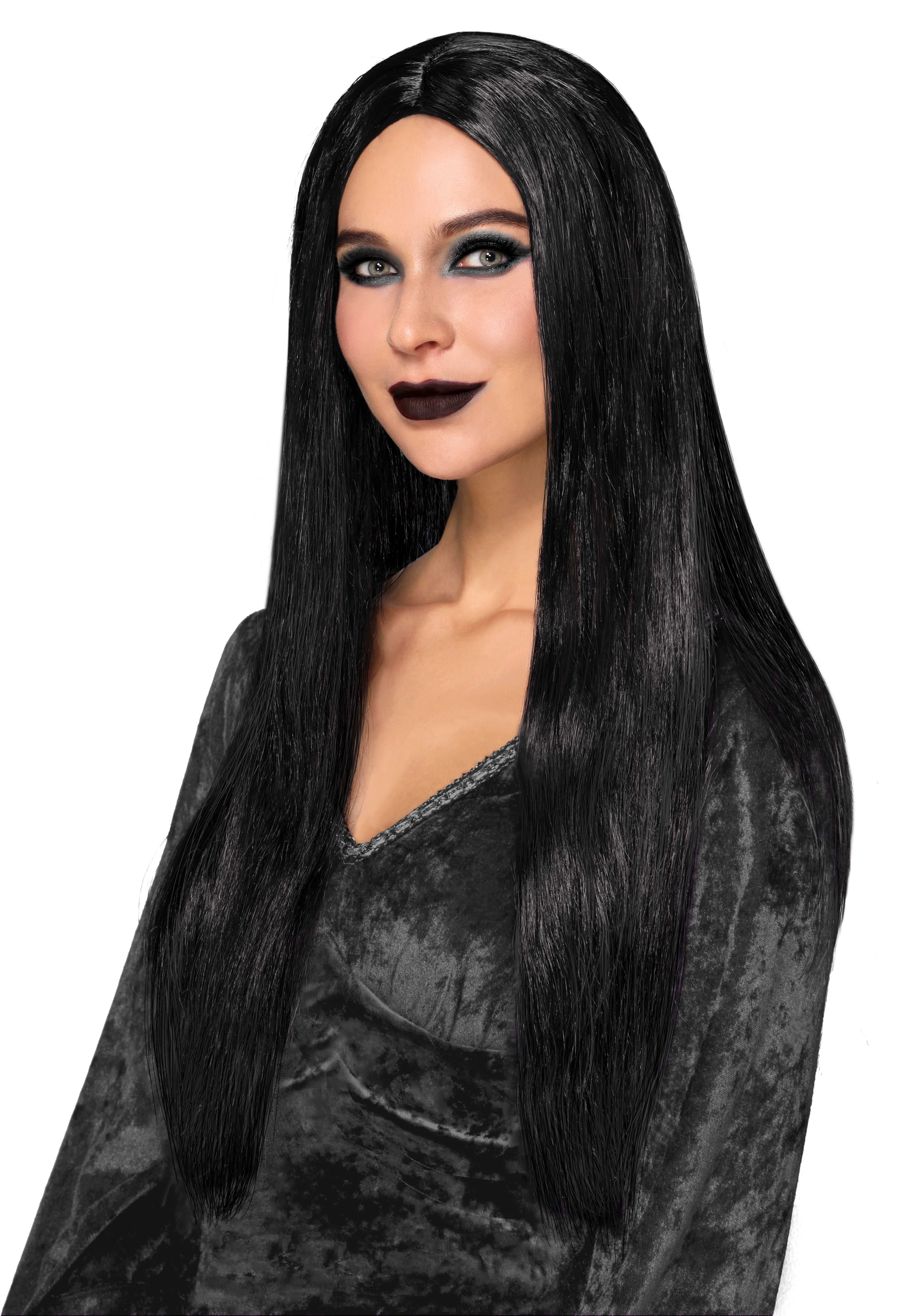 Halloween Women's 24Inch Black Witch Costume Wig in Straight Style, by