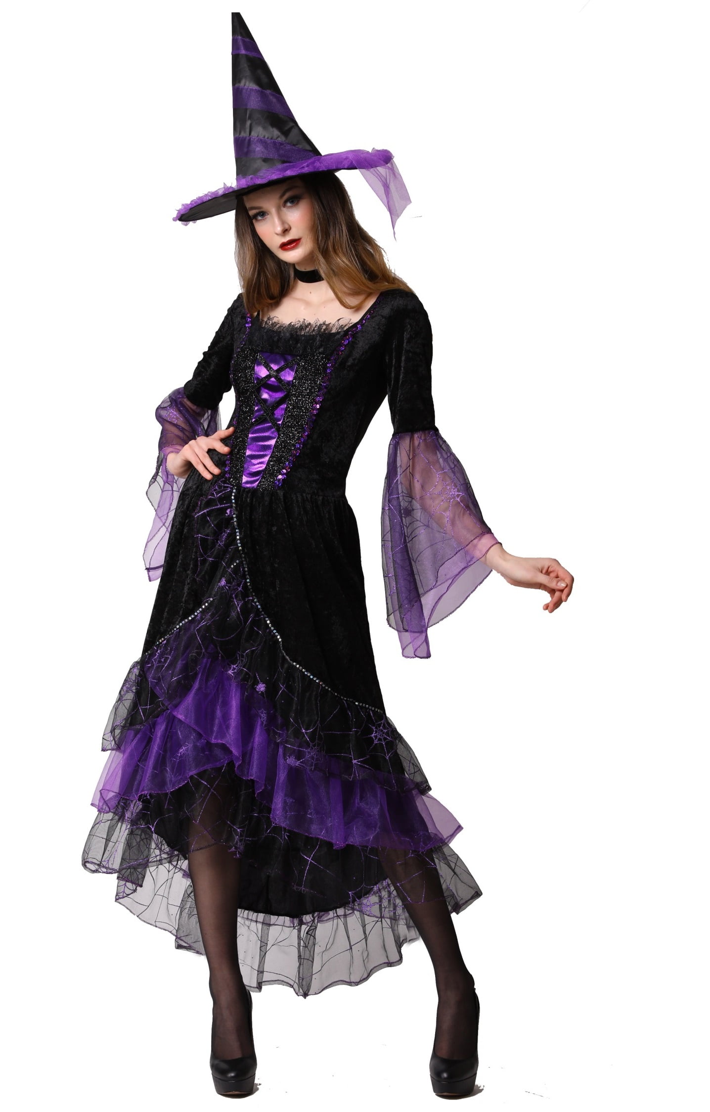 Witch Costumes Halloween for Girls Toddler, Light Up Witch Costume Sparkle Witch  Dress for Kids Fairy Tale Dress-Up Party, L - Walmart.com