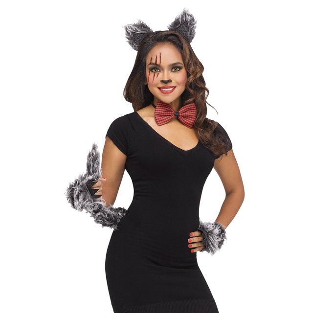 Halloween Women's Big Bad Wolf Costume Accessory Set, 4Piece, by Way