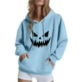 thumbnail image 1 of Halloween Women's Hoodies Spooky Devil Expression Printed Hooded Sweatshirts Casual Loose Fleece Jacket 2025 Fall Halloween Costume Long Sleeve Sweaters Pullover with Pocket, 1 of 4