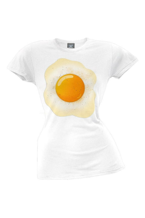 Women's Juniors Egg Costume Short Sleeve Graphic Tee