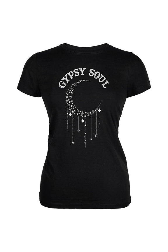 Women's Juniors Gypsy Soul Crescent Moon Short Sleeve Graphic Tee