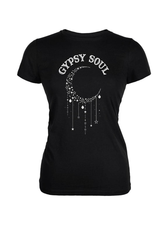 Women's Juniors Gypsy Soul Crescent Moon Short Sleeve Graphic Tee