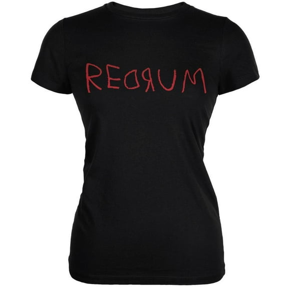Halloween Women's Juniors Horror Redrum Black Short Sleeve Graphic Tee