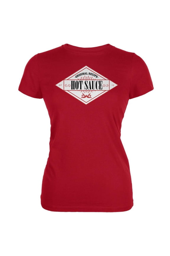 Women's Juniors Hot Sauce Costume Red Short Sleeve Graphic Tee