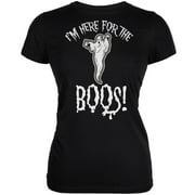 Halloween Womens Juniors Im Here For The Boos Black Short Sleeve Graphic Tee