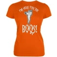 thumbnail image 1 of Halloween Women's Juniors I'm Here For The Boos Orange Short Sleeve Graphic Tee, 1 of 1