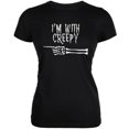thumbnail image 1 of Halloween Women's Juniors I'm With Creepy Black Short Sleeve Graphic Tee, 1 of 1