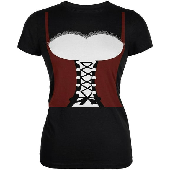 Halloween Women's Juniors Medival Maiden Costume Red Short Sleeve Graphic Tee