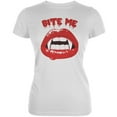 thumbnail image 1 of Halloween Women's Juniors Vampire Bite Me White Short Sleeve Graphic Tee, 1 of 1