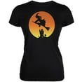 thumbnail image 1 of Halloween Women's Juniors Witch Sunset Black Short Sleeve Graphic Tee, 1 of 1