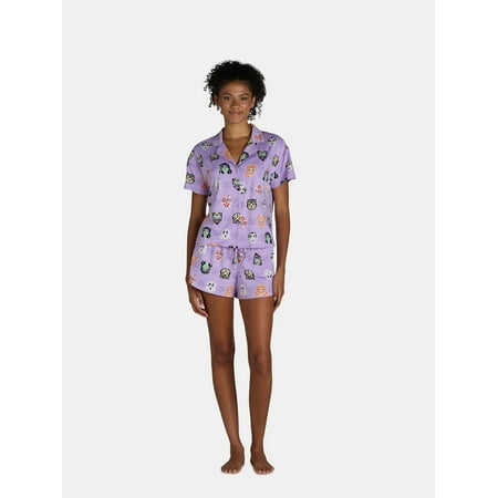 Halloween Women’s Monster Print Shorty Pajama Set from Way to Celebrate, 2-Piece, Sizes XS-3X