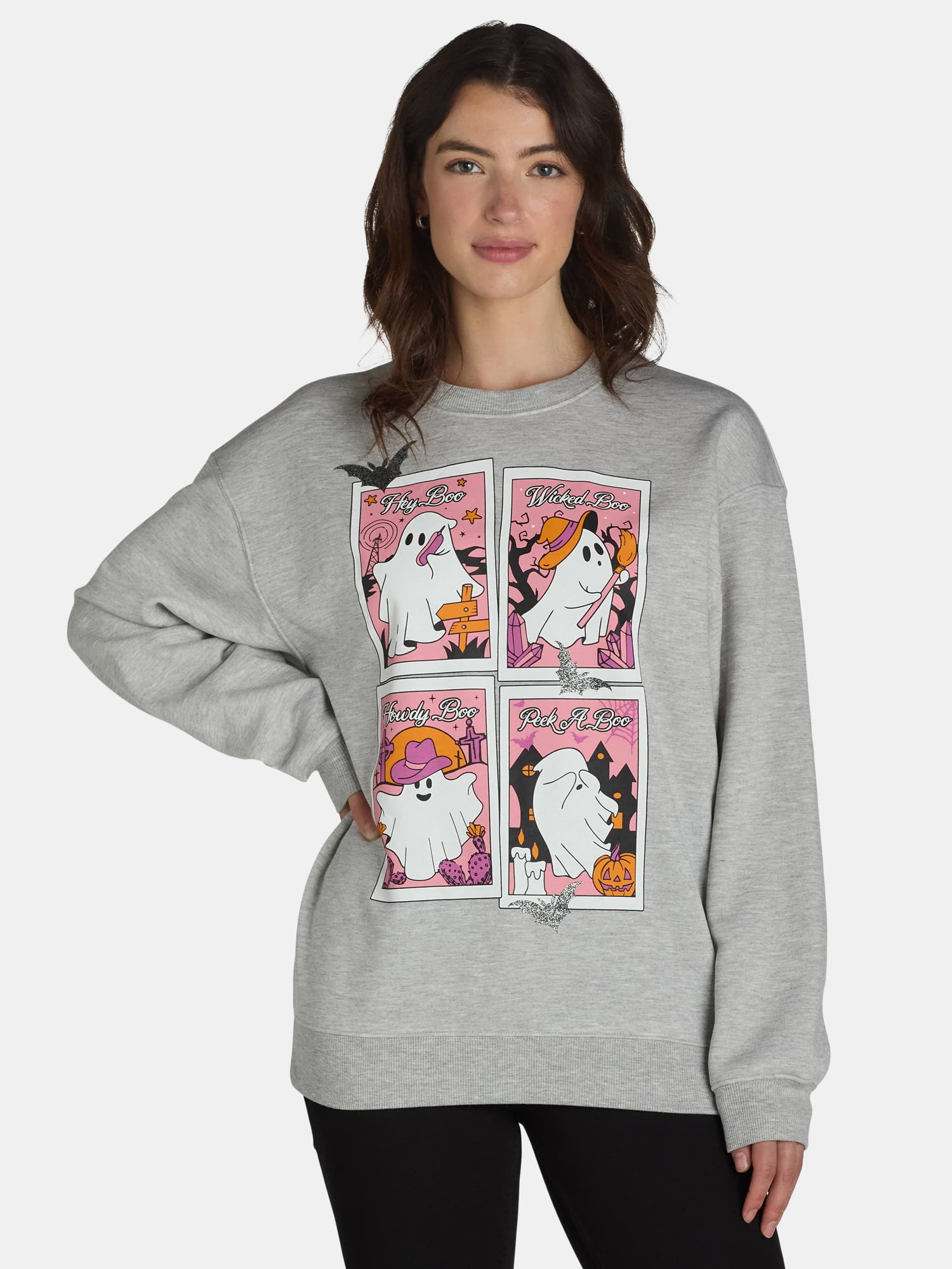 Halloween Women’s Multi Boo Graphic Sweatshirt, Sizes XXS-XXL