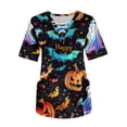 Halloween Women's Nurse Uniforms Summer Pumpkins Bats Printed Short