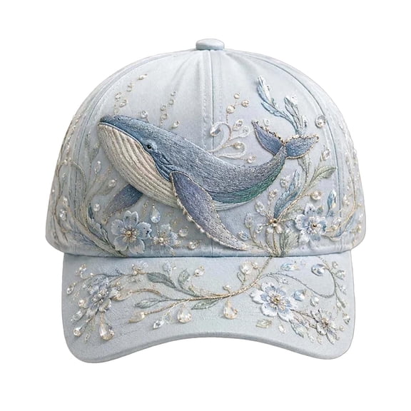 Halloween Women’s Ocean Marine Animal Embroidered Baseball Cap, Sparkly Rhinestone Pearl Sea Creature Adjustable Dad Hat,Shark Fashion Casual Sun Hat,C