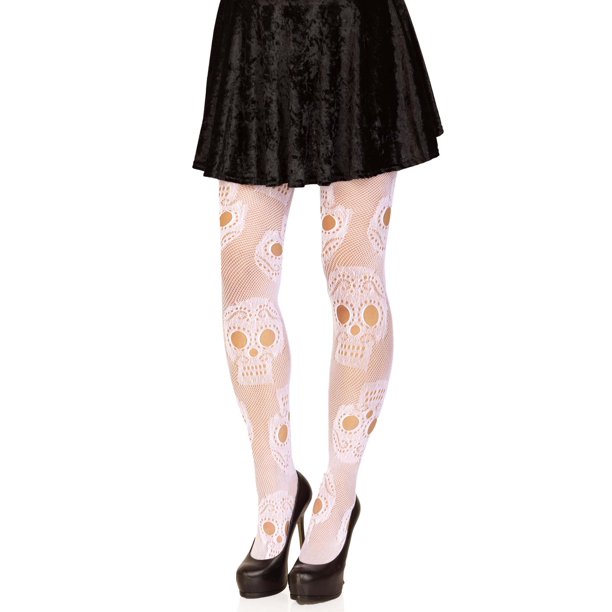 Halloween Women’s Sheer Day of the Dead Fishnet Tights Costume 