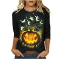 thumbnail image 1 of Halloween Women's Shirts Fall Crewneck Blouses Pullover 3/4 Length Sleeve Tunic Tops Funny Cute Witch Ghost Printed Sweatshirts Halloween Costume Gifts, 1 of 4
