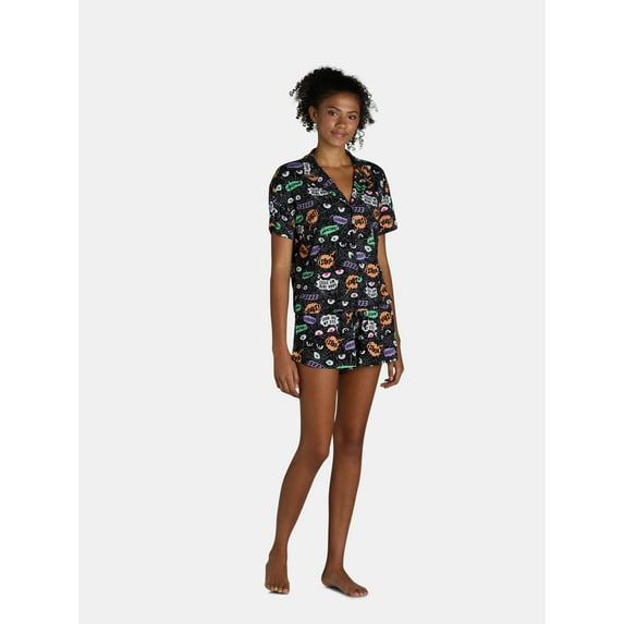 Halloween Women’s Spider Web Print Shorty Pajama Set from Way to Celebrate, 2-Piece, Sizes XS-3X