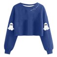 thumbnail image 1 of Halloween Women's Sweatshirts Fashion Short Crewneck Shirts Cute Funny Ghost Printed Blouses Casual T-Shirts Loose Sweatshirt Pullover Top 2025 Halloween Costumes, 1 of 4