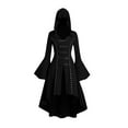 thumbnail image 1 of Halloween Womens Casual Dresses for Women Plus Size Long Sleeve Gothic Punk Style Long Robe Hooded Dress Tops, 1 of 7