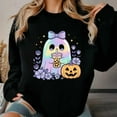 thumbnail image 1 of Halloween Womens Ghost Boba Graphic Sweatshirt Tee ,Top Round-neck long-sleeved Black S-3XL, 1 of 6