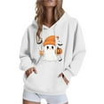 thumbnail image 1 of Halloween Womens Hoodies Cute Ghost Printed Jacket Fall Winter Fleece Hooded Sweatshirts Casual Loose Long Sleeve Top Halloween Pullover Outwears with Pocket, 1 of 4