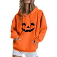 thumbnail image 1 of Halloween Womens Hoodies Spooky Devil Expression Printed Hooded Sweatshirts Casual Loose Fleece Jacket 2025 Fall Halloween Costume Long Sleeve Sweaters Pullover with Pocket, 1 of 4