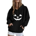 thumbnail image 1 of Halloween Womens Hoodies Spooky Devil Expression Printed Hooded Sweatshirts Casual Loose Fleece Jacket 2025 Fall Halloween Costume Long Sleeve Sweaters Pullover with Pocket, 1 of 4