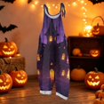 thumbnail image 1 of Halloween Womens Jumpsuit Plus Size Sleeveless Halloween Party Graphic Jumpsuits Rompers Boho Holiday Womens Romper Summer Casual Loose Spaghetti Strap Overalls for Women Dark Purple XL, 1 of 7