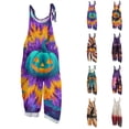 thumbnail image 1 of Halloween Womens Jumpsuits Plus Size Boho Holiday Womens Romper Sleeveless Halloween Pumpkin Jumpsuits Rompers Casual Loose Adjustable Strap Overalls for Women Purple 3XL, 1 of 8