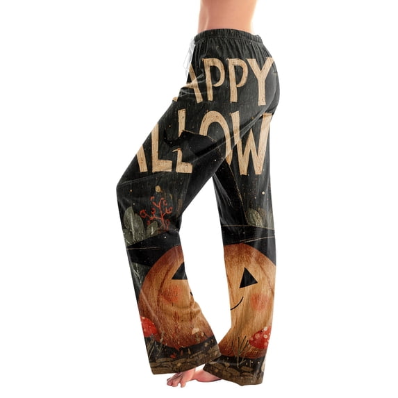 Halloween Womens Pajama Pants Cute Print Comfy Halloween Pajama Pants Casual Ghost Pumpkin Pattern Pjs Sleep Bottoms Fall Winter Lounge Pants