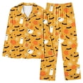 thumbnail image 1 of Halloween Womens Pajama Set Short Sleeve Top And Pants Elastic Waistband Set With Pockets Loungewear Yoga Casual Wear Suit Orange 2 S, 1 of 4