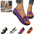 thumbnail image 1 of Halloween Womens Shoes Pumpkin Knitted Loafers Casual Shoes Non-Slip Outdoor Daily Flats Shoes, 1 of 5