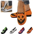 thumbnail image 1 of Halloween Womens Shoes Pumpkin Knitted Loafers Casual Shoes Non-Slip Outdoor Daily Flats Shoes, 1 of 5