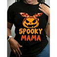 thumbnail image 1 of Halloween Womens Spooky Mama Graphic Tee T Shirt Tops Short Sleeve Round Neck Cotton Black S-5XL, 1 of 5