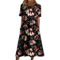 thumbnail image 1 of Halloween Womens Summer Dresses Comfy Funny Halloween Party Graphic Cocktail Dresses Short Sleeve Vintage Relaxed Fit Flowy Midi Halloween Costumes for Women Red M, 1 of 6