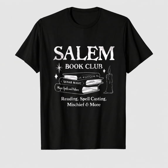 Halloween Womens T-Shirt Salem Book Club Funny Witch Tees | Funny T Shirts, Halloween Tops for Women, Cool Top, Soft Cotton Blend, Women's Novelty Tees