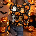 thumbnail image 1 of Halloween Womens Tops Long Sleeve Slim Ribbed Novelty Pumpkin Ghost Tunic Tops Holiday Crew Neck Fall Spring Fashion Clothing Orange XL, 1 of 6