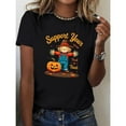 thumbnail image 1 of Breathable Halloween Womens Trick or Treat Graphic Tee T Shirt Tops Short Sleeve Round Neck Black S-5XL, 1 of 5