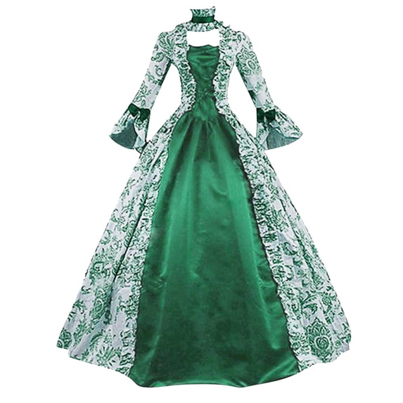 Halloween Womens Victorian Dress Masquerade Ball Gown Plus Size Trumpet Sleeve Square Neck Dresses