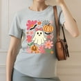 thumbnail image 1 of Halloween Womens Whimsical Ghost Graphic Tee T-shirt Top Short Comfortable Sleeve Round Neck Gray S-3XL, 1 of 4