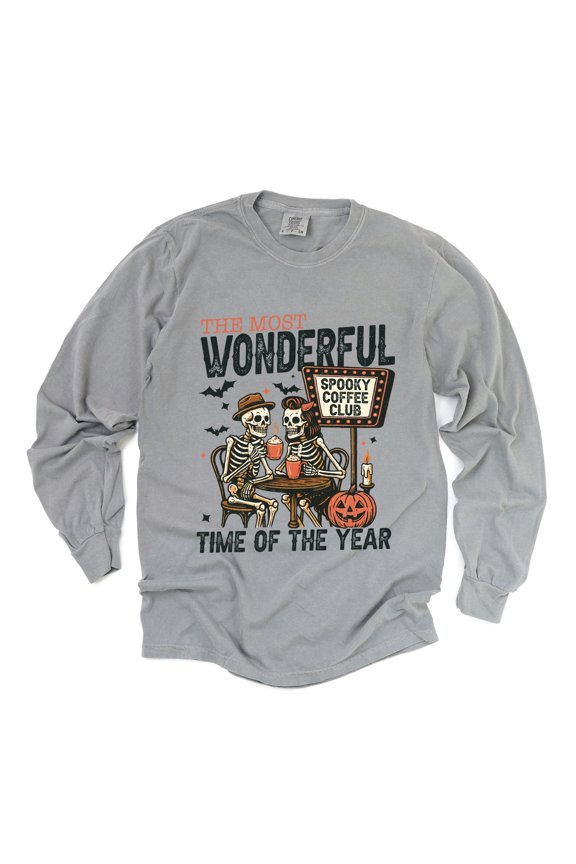 Halloween Wonderful Time of the Year Skeletons - Garment Dyed Long Sleeve