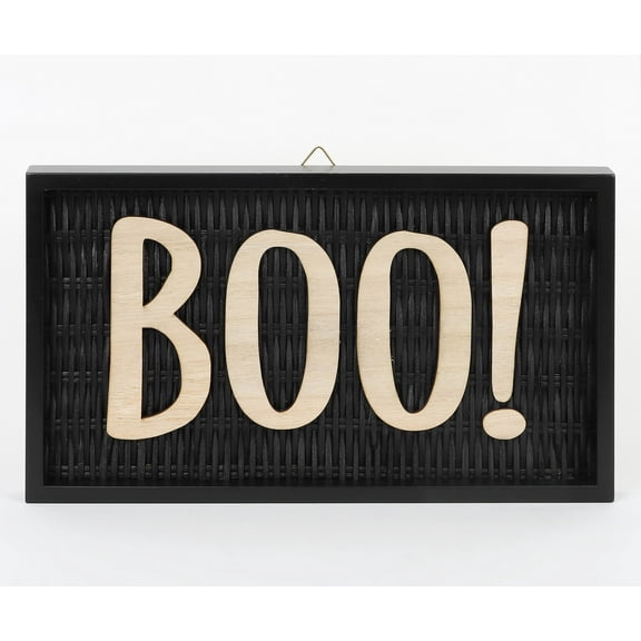 Boo Hanging Wall Sign Decoration, Black, 12", Halloween by Way To Celebrate