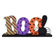 Halloween Wood Boo Sign for Home Decor, Decorative Wooden Cutout Boo Word Decor Freestanding Table Ornament Decor, Boo Block Letter Centerpiece Sign Mantel Fireplace Decor BOO
