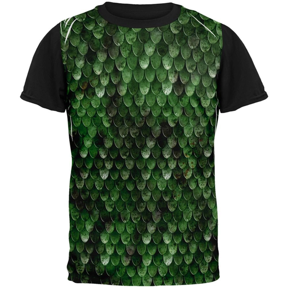 Halloween Wood Elf Scale Mail Armor Costume All Over Mens Black Back T Shirt Multi SM