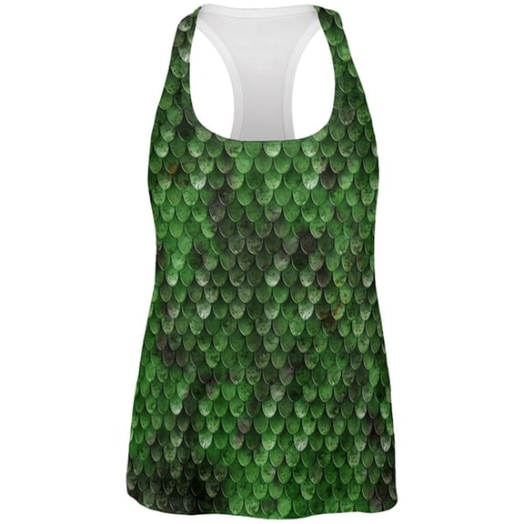 Halloween Wood Elf Scale Mail Armor Costume All Over Womens Work Out Tank Top Multi LG