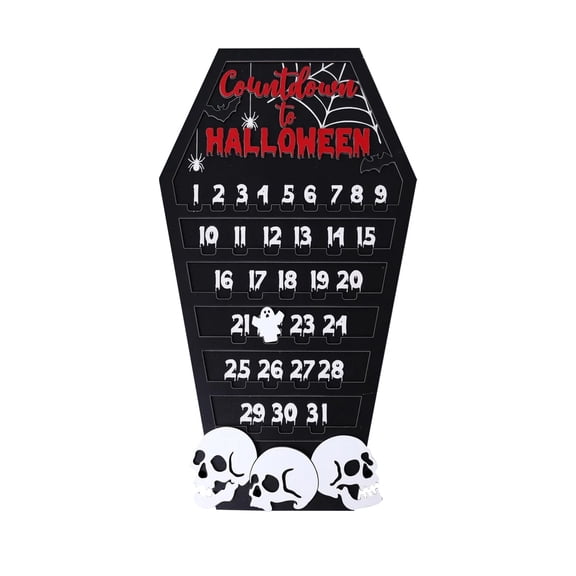 Halloween Wooden Coffin Countdown Calendar DIY Advent Decor Spooky Tabletop Ornament For Party Home Black